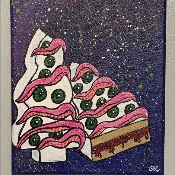 Little Debbie, Alien Christmas Tree Painting, Acrylic on Canvas - Picture 2 of 5